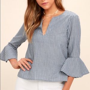 LULU’S Striped Bell Sleeve Top